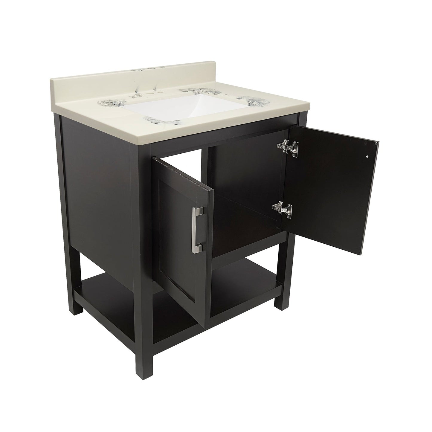 Ella's Bubbles Taos 31" Espresso Bathroom Vanity With Carrara White Cultured Marble Top With Backsplash and Sink