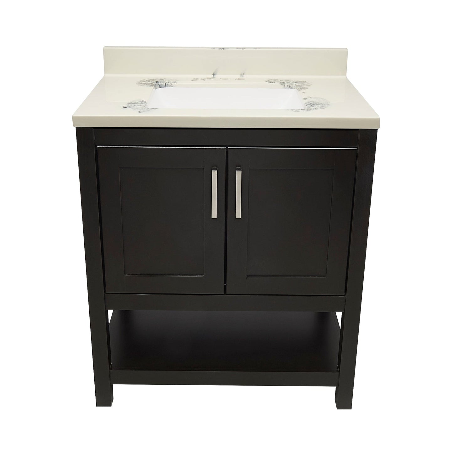 Ella's Bubbles Taos 31" Espresso Bathroom Vanity With Carrara White Cultured Marble Top With Backsplash and Sink
