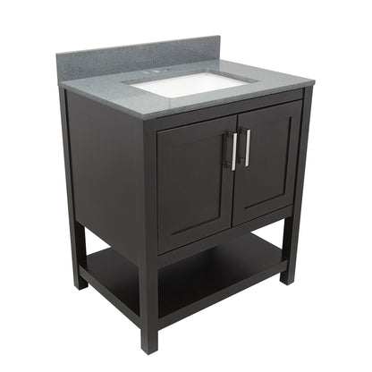 Ella's Bubbles Taos 31" Espresso Bathroom Vanity With Galaxy Gray Quartz Stone Top With Backsplash and Sink