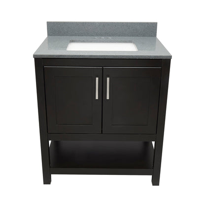 Ella's Bubbles Taos 31" Espresso Bathroom Vanity With Galaxy Gray Quartz Stone Top With Backsplash and Sink