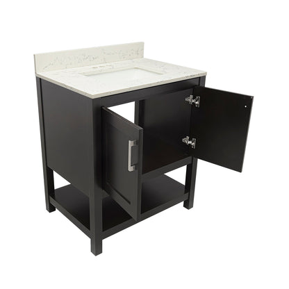 Ella's Bubbles Taos 31" Espresso Bathroom Vanity With Lyra White Quartz Stone Top With Backsplash and Sink