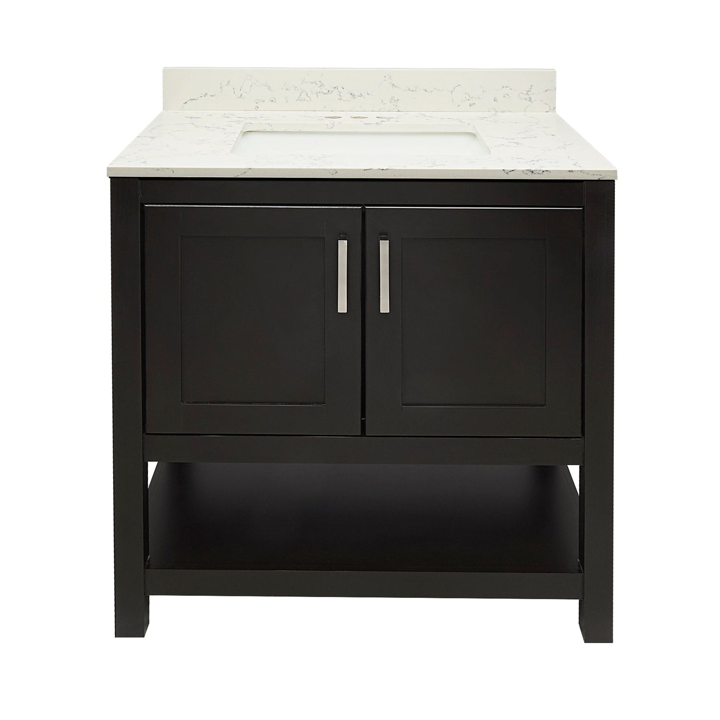 Ella's Bubbles Taos 31" Espresso Bathroom Vanity With Lyra White Quartz Stone Top With Backsplash and Sink