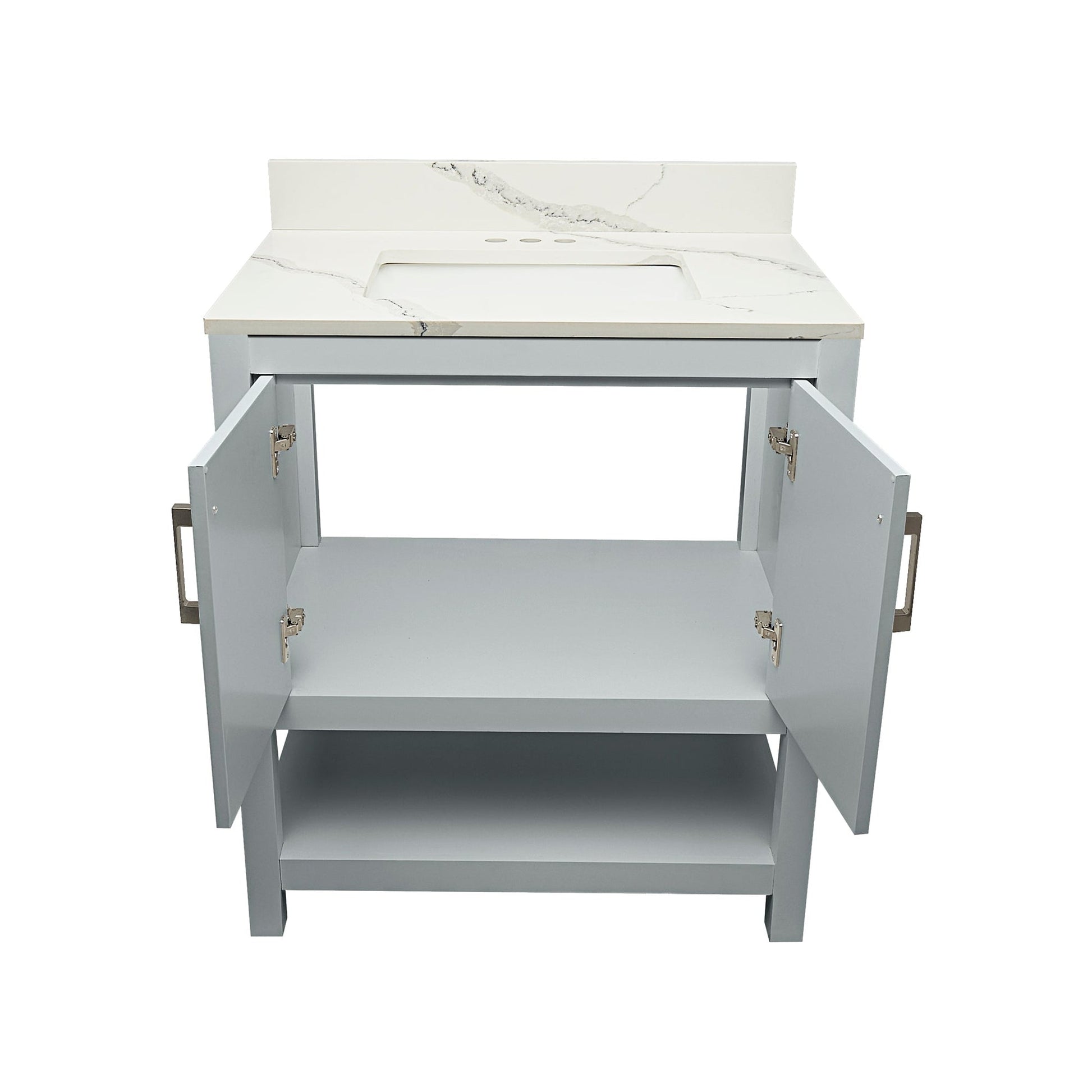 Ella's Bubbles Taos 31" Gray Bathroom Vanity With Calacatta White Quartz Stone Top With Backsplash and Sink