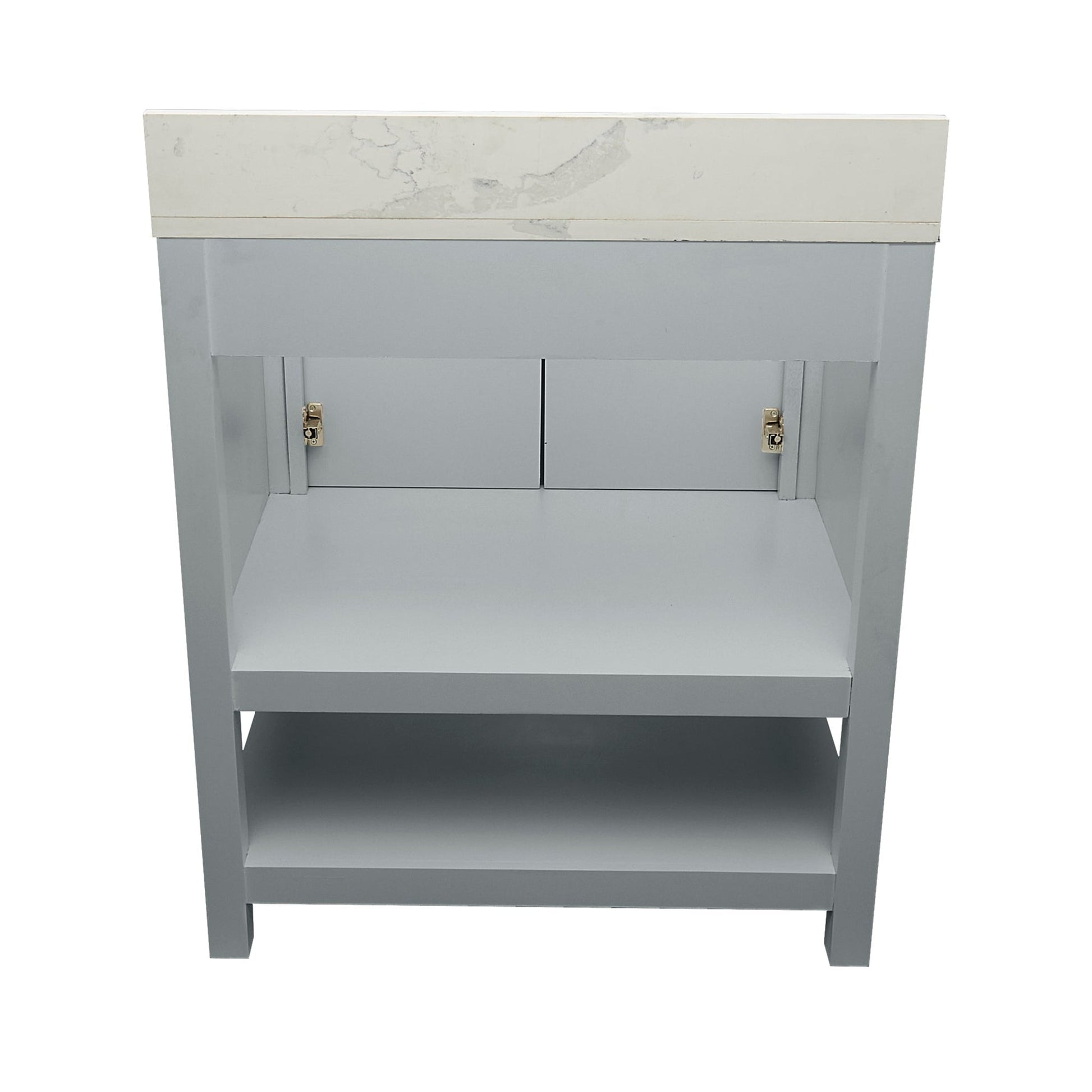 Ella's Bubbles Taos 31" Gray Bathroom Vanity With Calacatta White Quartz Stone Top With Backsplash and Sink