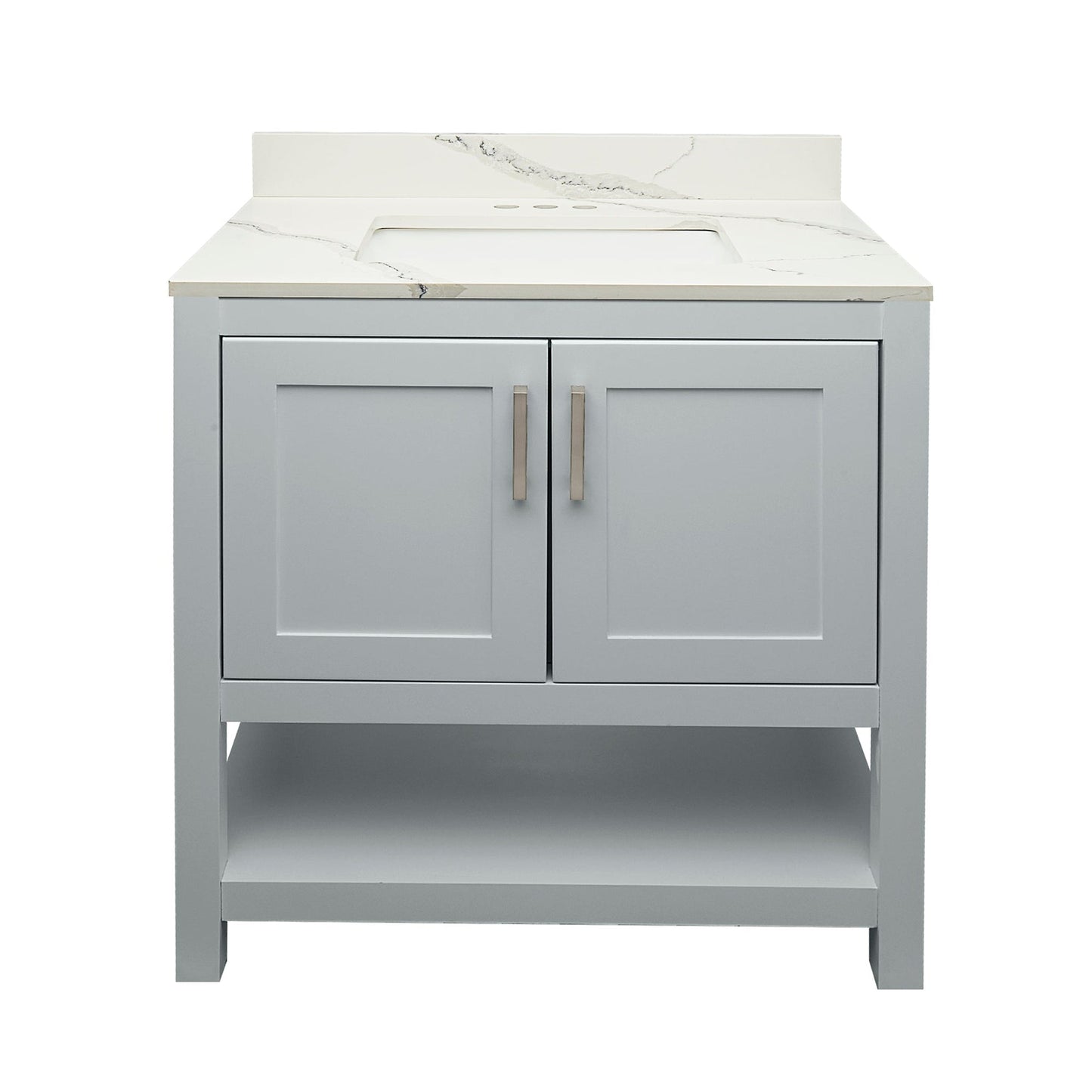 Ella's Bubbles Taos 31" Gray Bathroom Vanity With Calacatta White Quartz Stone Top With Backsplash and Sink