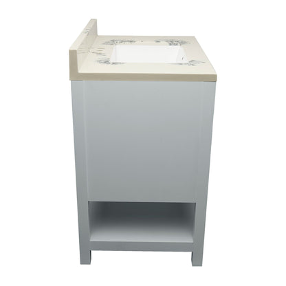Ella's Bubbles Taos 31" Gray Bathroom Vanity With Carrara White Cultured Marble Top With Backsplash and Sink