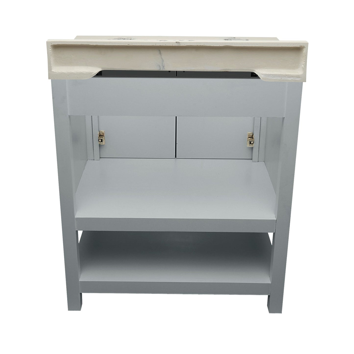 Ella's Bubbles Taos 31" Gray Bathroom Vanity With Carrara White Cultured Marble Top With Backsplash and Sink