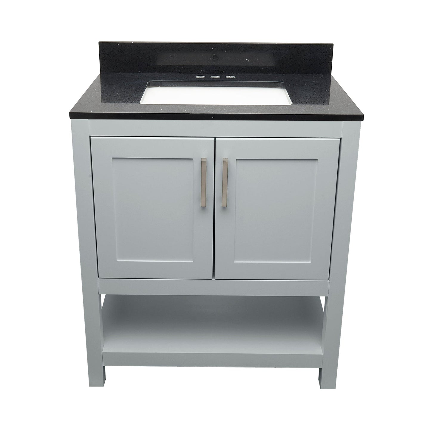 Ella's Bubbles Taos 31" Gray Bathroom Vanity With Galaxy Black Quartz Stone Top With Backsplash and Sink