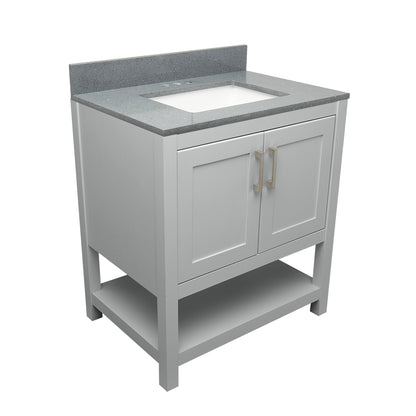 Ella's Bubbles Taos 31" Gray Bathroom Vanity With Galaxy Gray Quartz Stone Top With Backsplash and Sink