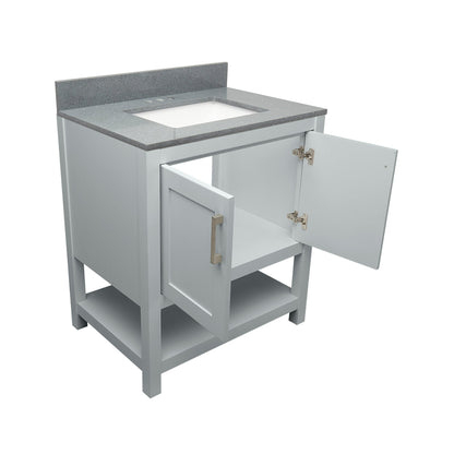 Ella's Bubbles Taos 31" Gray Bathroom Vanity With Galaxy Gray Quartz Stone Top With Backsplash and Sink