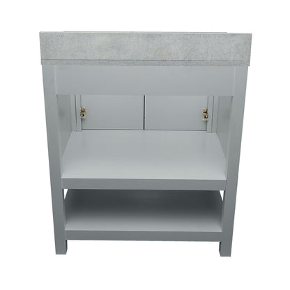 Ella's Bubbles Taos 31" Gray Bathroom Vanity With Galaxy Gray Quartz Stone Top With Backsplash and Sink