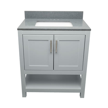 Ella's Bubbles Taos 31" Gray Bathroom Vanity With Galaxy Gray Quartz Stone Top With Backsplash and Sink