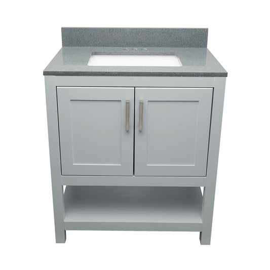 Ella's Bubbles Taos 31" Gray Bathroom Vanity With Galaxy Gray Quartz Stone Top With Backsplash and Sink