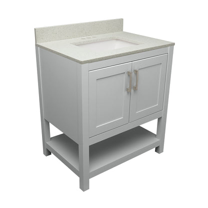 Ella's Bubbles Taos 31" Gray Bathroom Vanity With Galaxy White Quartz Stone Top With Backsplash and Sink