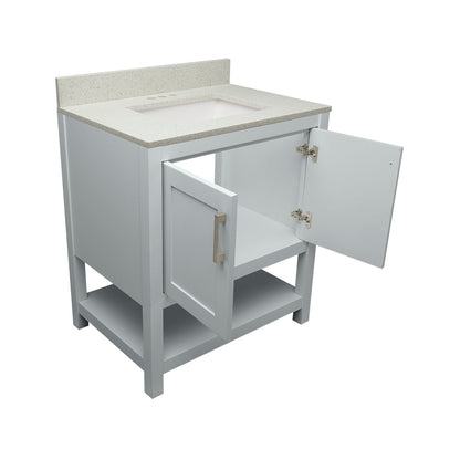 Ella's Bubbles Taos 31" Gray Bathroom Vanity With Galaxy White Quartz Stone Top With Backsplash and Sink