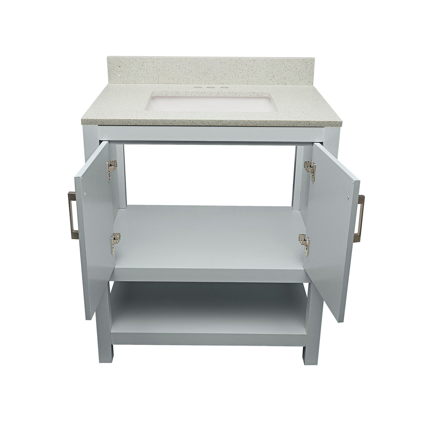 Ella's Bubbles Taos 31" Gray Bathroom Vanity With Galaxy White Quartz Stone Top With Backsplash and Sink