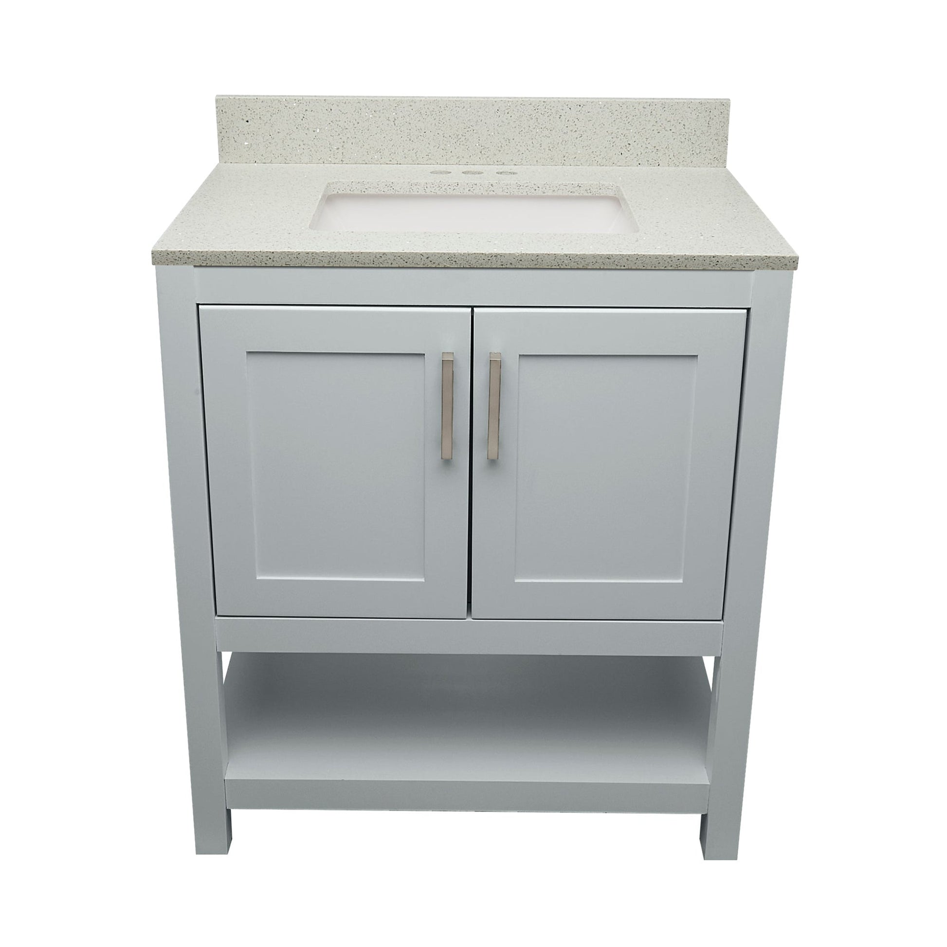 Ella's Bubbles Taos 31" Gray Bathroom Vanity With Galaxy White Quartz Stone Top With Backsplash and Sink