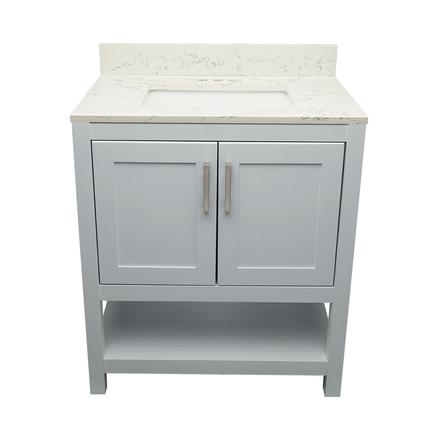 Ella's Bubbles Taos 31" Gray Bathroom Vanity With Lyra White Quartz Stone Top With Backsplash and Sink