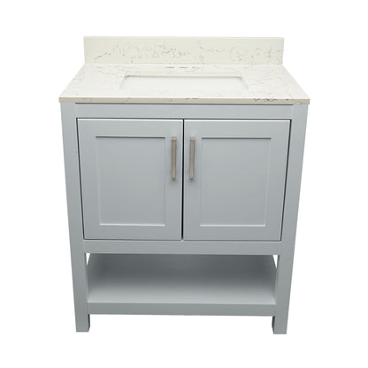 Ella's Bubbles Taos 31" Gray Bathroom Vanity With Lyra White Quartz Stone Top With Backsplash and Sink