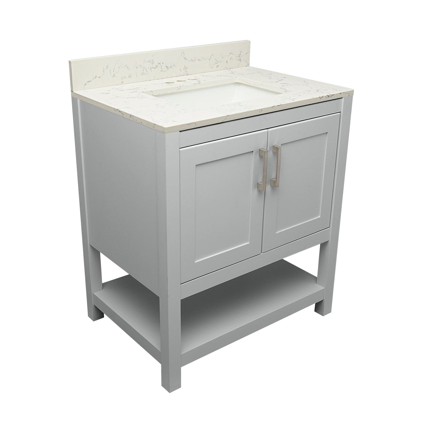 Ella's Bubbles Taos 31" Gray Bathroom Vanity With Lyra White Quartz Stone Top With Backsplash and Sink