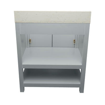 Ella's Bubbles Taos 31" Gray Bathroom Vanity With Lyra White Quartz Stone Top With Backsplash and Sink