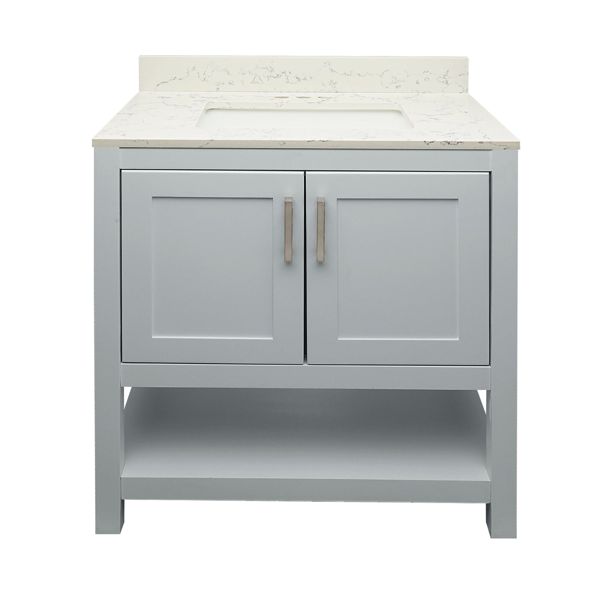 Ella's Bubbles Taos 31" Gray Bathroom Vanity With Lyra White Quartz Stone Top With Backsplash and Sink