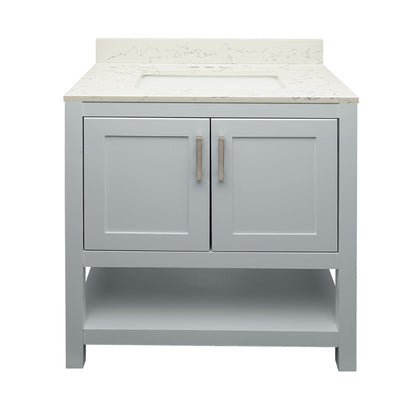 Ella's Bubbles Taos 31" Gray Bathroom Vanity With Lyra White Quartz Stone Top With Backsplash and Sink