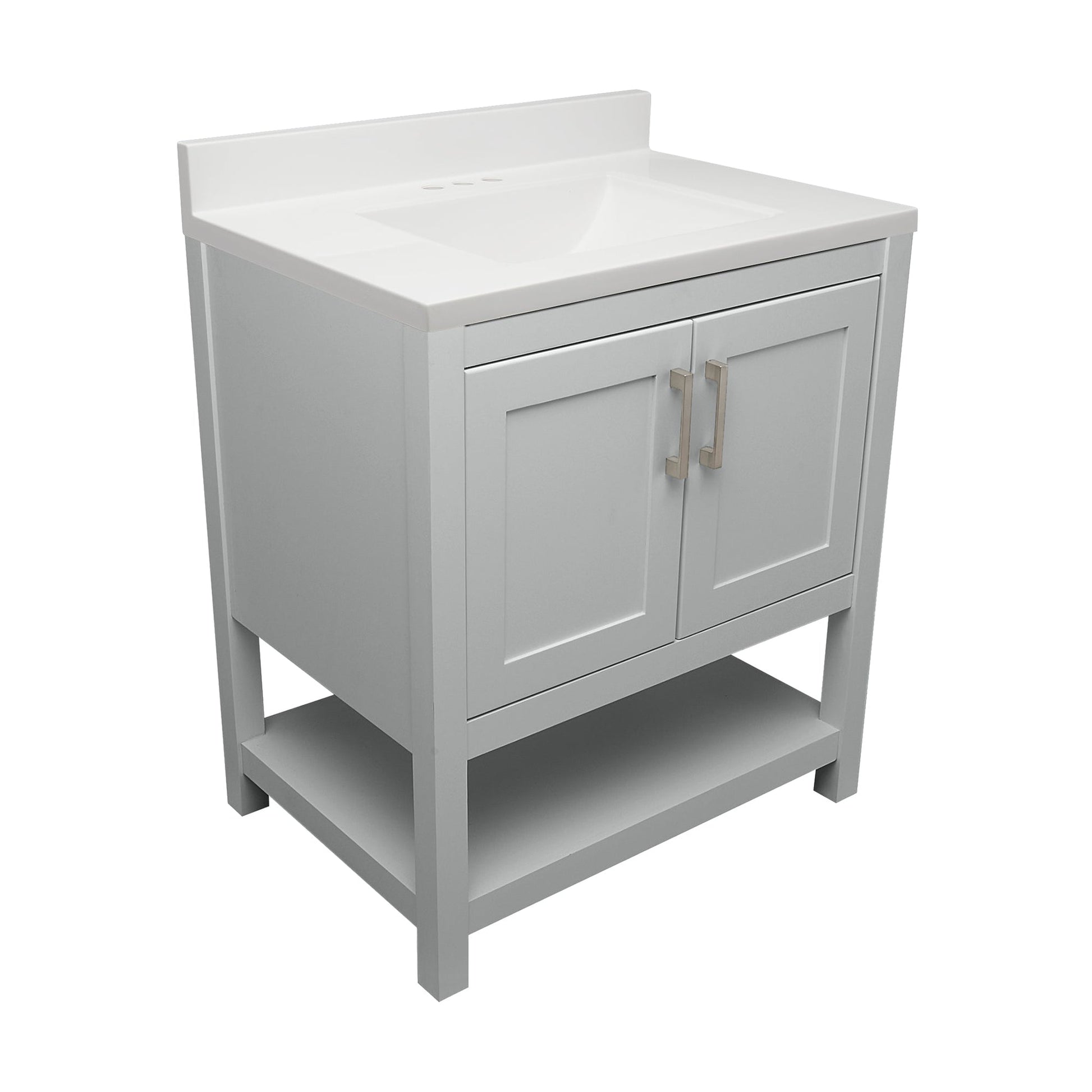 Ella's Bubbles Taos 31" Gray Bathroom Vanity With White Cultured Marble Top With Backsplash and Sink