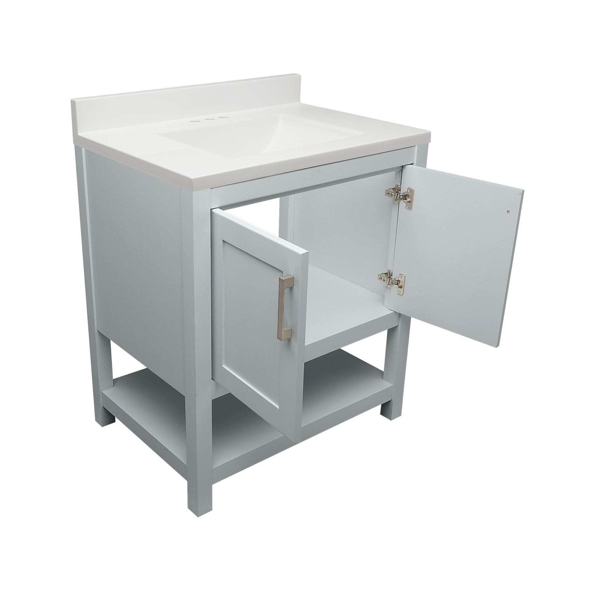Ella's Bubbles Taos 31" Gray Bathroom Vanity With White Cultured Marble Top With Backsplash and Sink