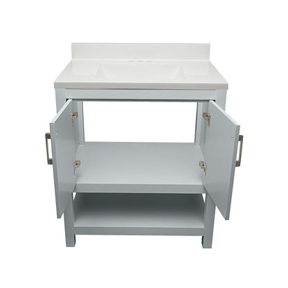 Ella's Bubbles Taos 31" Gray Bathroom Vanity With White Cultured Marble Top With Backsplash and Sink