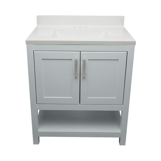 Ella's Bubbles Taos 31" Gray Bathroom Vanity With White Cultured Marble Top With Backsplash and Sink