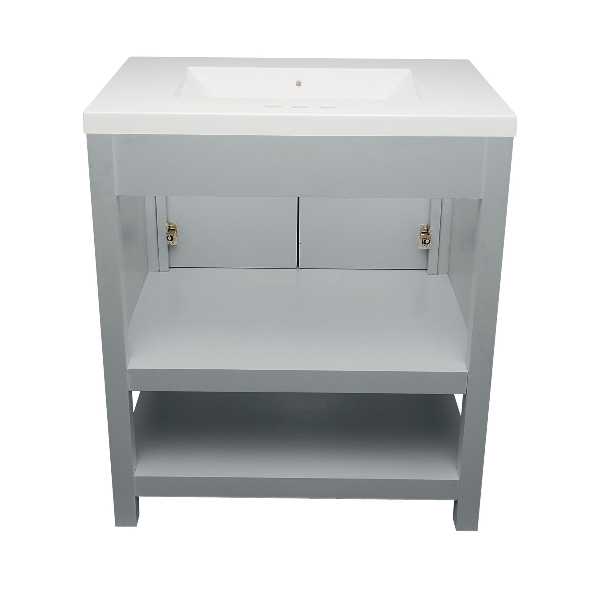 Ella's Bubbles Taos 31" Gray Bathroom Vanity With White Cultured Marble Top and Sink