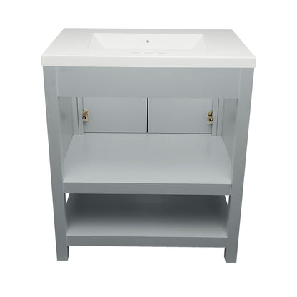 Ella's Bubbles Taos 31" Gray Bathroom Vanity With White Cultured Marble Top and Sink
