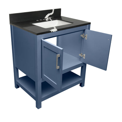 Ella's Bubbles Taos 31" Navy Blue Bathroom Vanity With Calacatta Black Quartz Stone Top With Backsplash and Sink