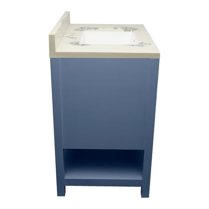 Ella's Bubbles Taos 31" Navy Blue Bathroom Vanity With Carrara White Cultured Marble Top With Backsplash and Sink
