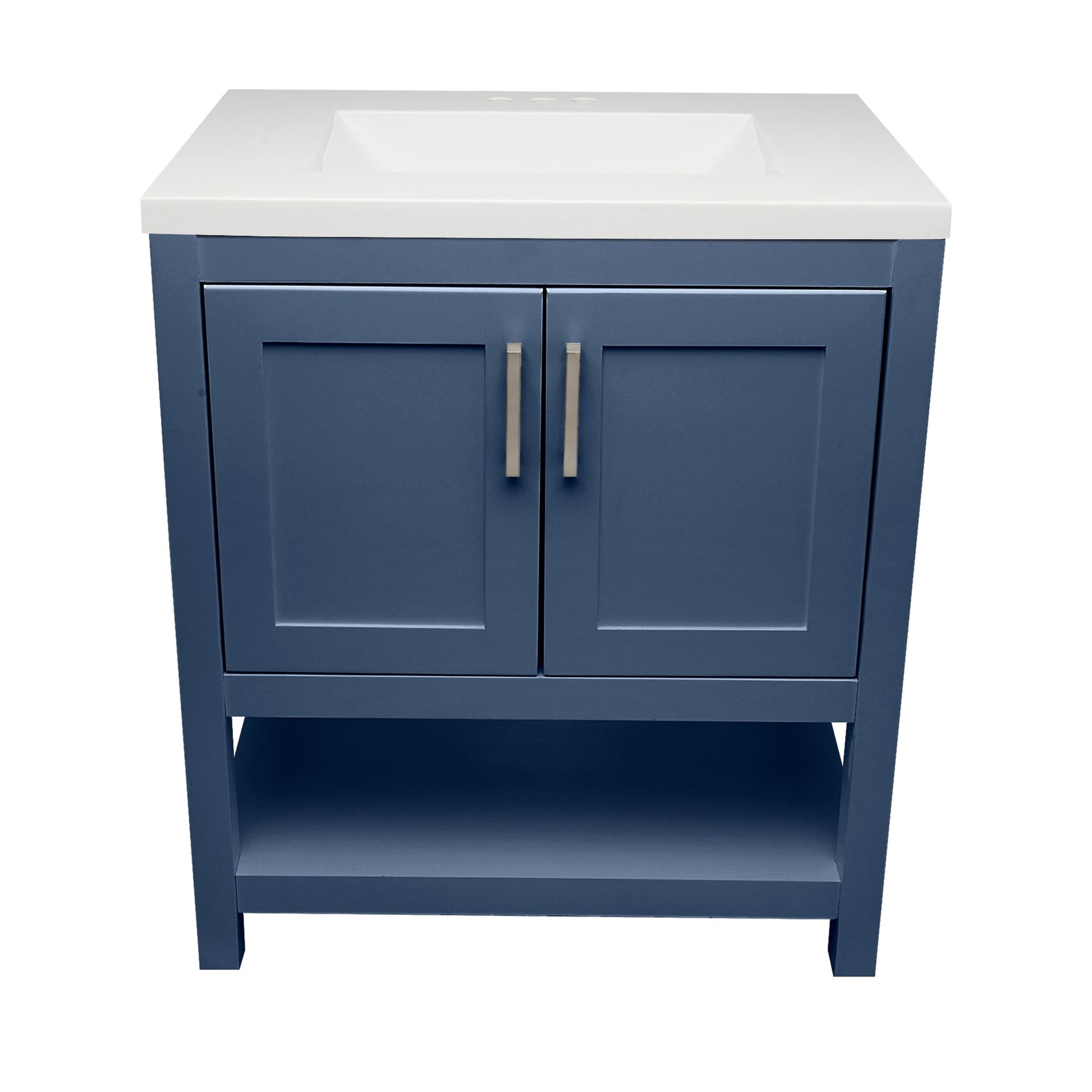 Ella's Bubbles Taos 31" Navy Blue Bathroom Vanity With White Cultured Marble Top and Sink