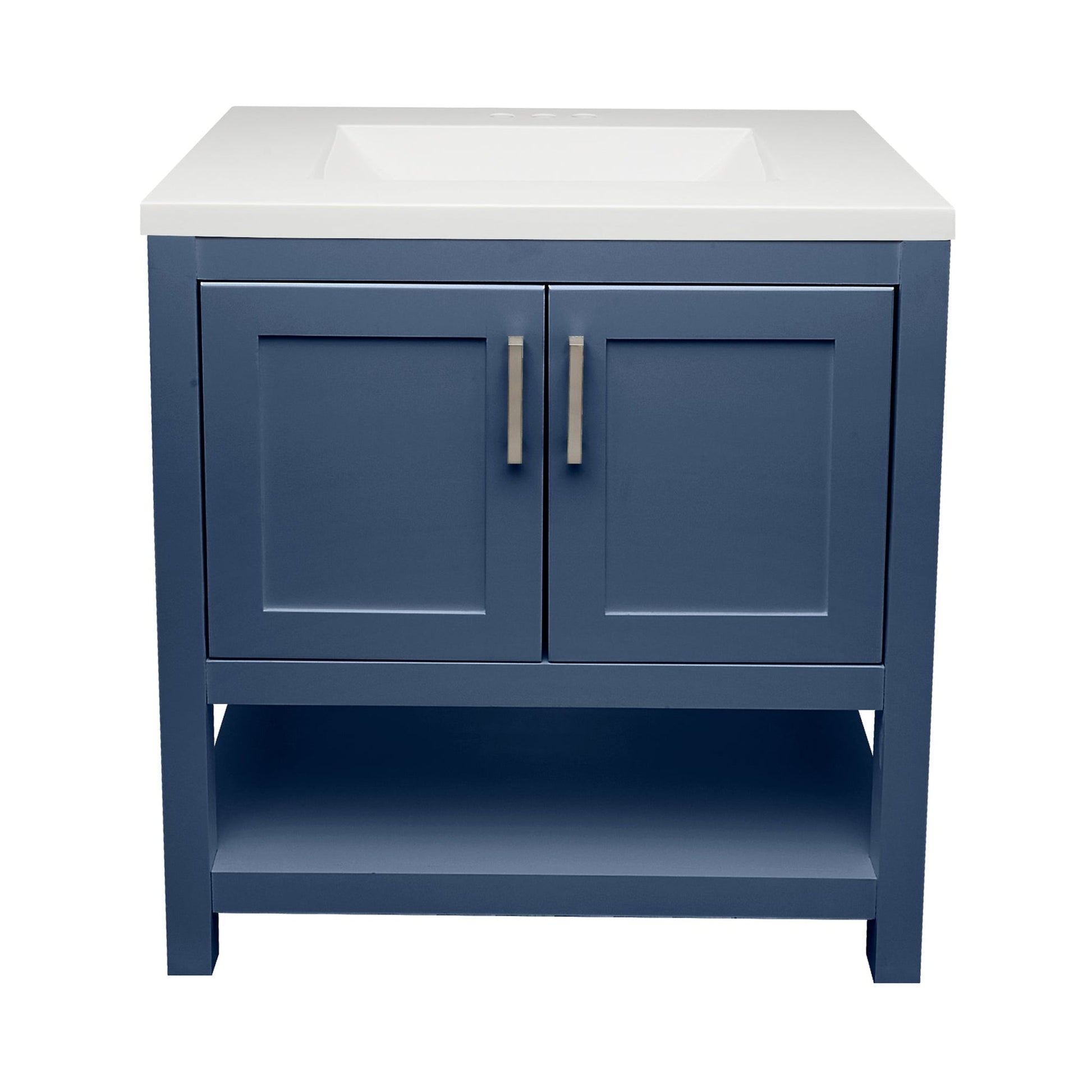 Ella's Bubbles Taos 31" Navy Blue Bathroom Vanity With White Cultured Marble Top and Sink