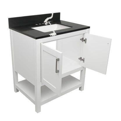 Ella's Bubbles Taos 31" White Bathroom Vanity With Calacatta Black Quartz Stone Top With Backsplash and Sink