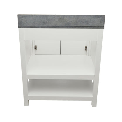 Ella's Bubbles Taos 31" White Bathroom Vanity With Galaxy Black Quartz Stone Top With Backsplash and Sink