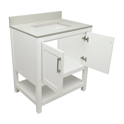 Ella's Bubbles Taos 31" White Bathroom Vanity With Galaxy White Quartz Stone Top With Backsplash and Sink