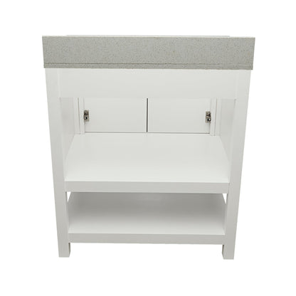 Ella's Bubbles Taos 31" White Bathroom Vanity With Galaxy White Quartz Stone Top With Backsplash and Sink