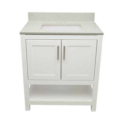 Ella's Bubbles Taos 31" White Bathroom Vanity With Galaxy White Quartz Stone Top With Backsplash and Sink