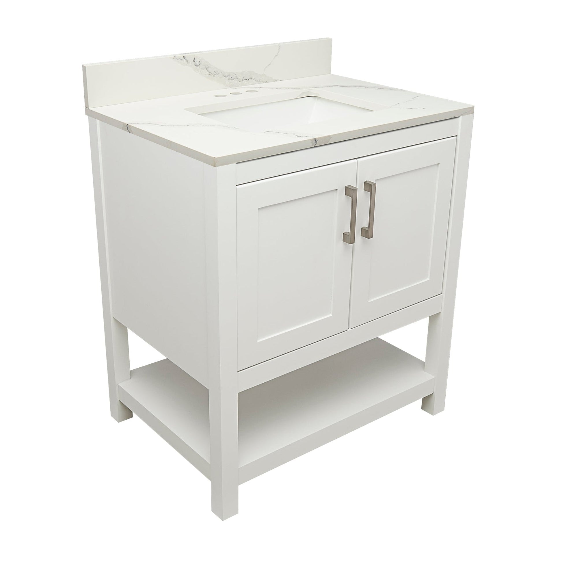 Ella's Bubbles Taos 31" White Bathroom Vanity With Lyra White Quartz Stone Top With Backsplash and Sink