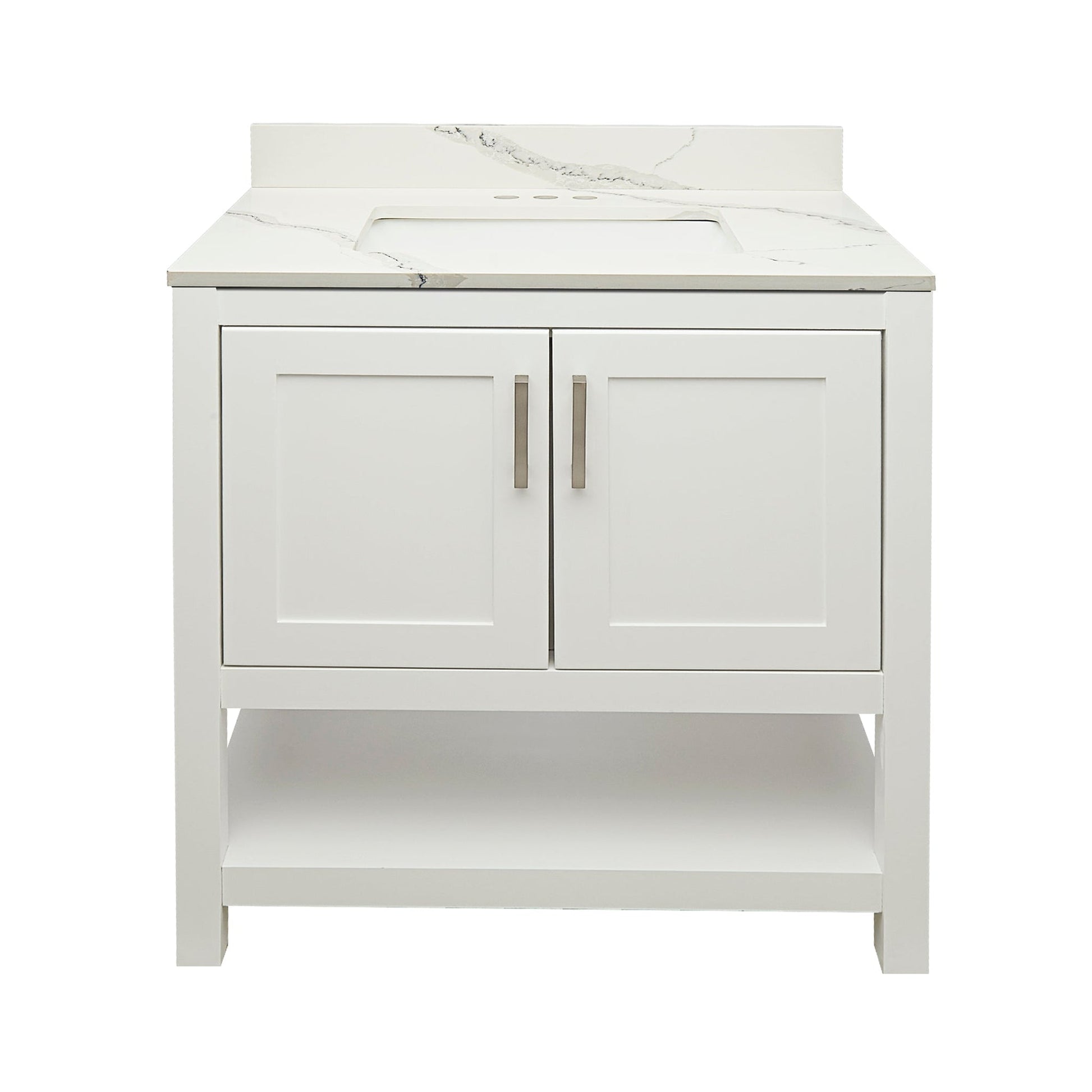 Ella's Bubbles Taos 31" White Bathroom Vanity With Lyra White Quartz Stone Top With Backsplash and Sink