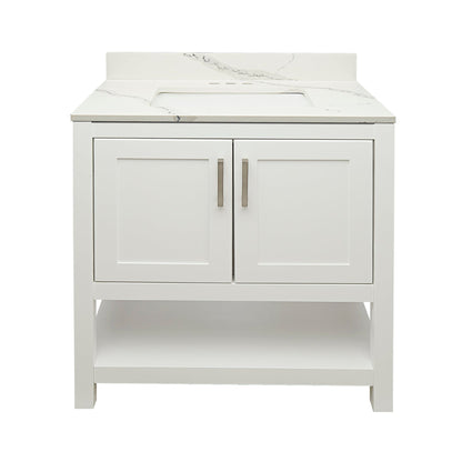 Ella's Bubbles Taos 31" White Bathroom Vanity With Lyra White Quartz Stone Top With Backsplash and Sink