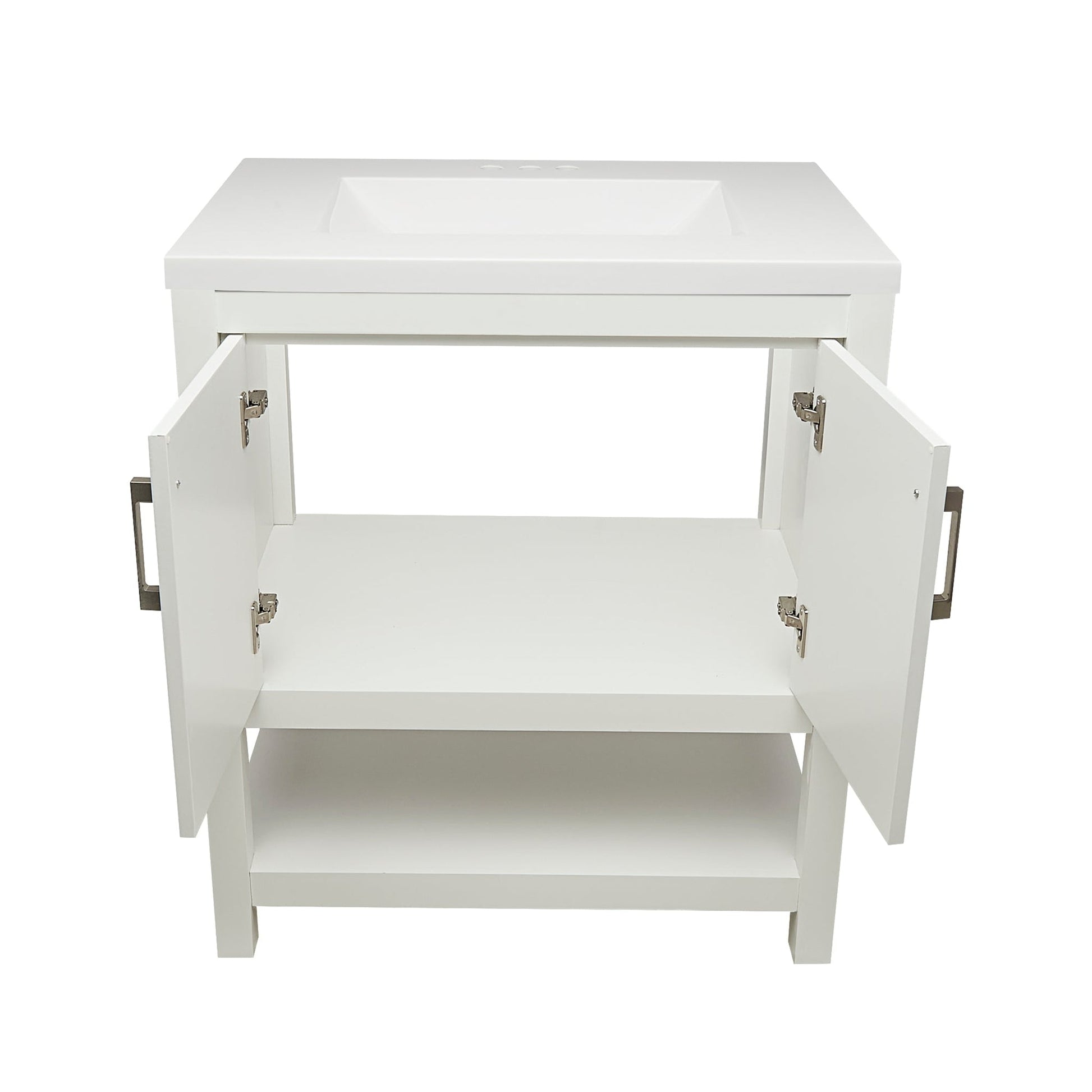 Ella's Bubbles Taos 31" White Bathroom Vanity With White Cultured Marble Top and Sink
