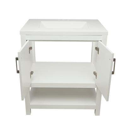 Ella's Bubbles Taos 31" White Bathroom Vanity With White Cultured Marble Top and Sink