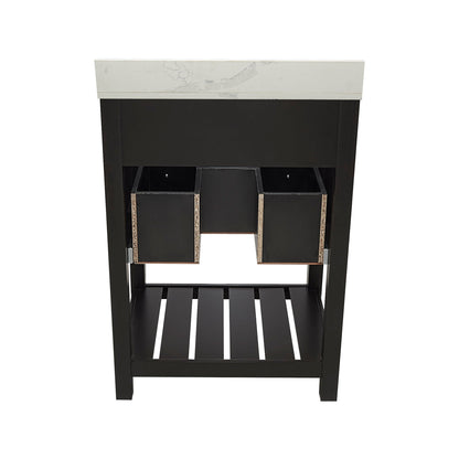 Ella's Bubbles Tremblant 25" Espresso Bathroom Vanity With Calacatta White Quartz Stone Top With Backsplash and Sink