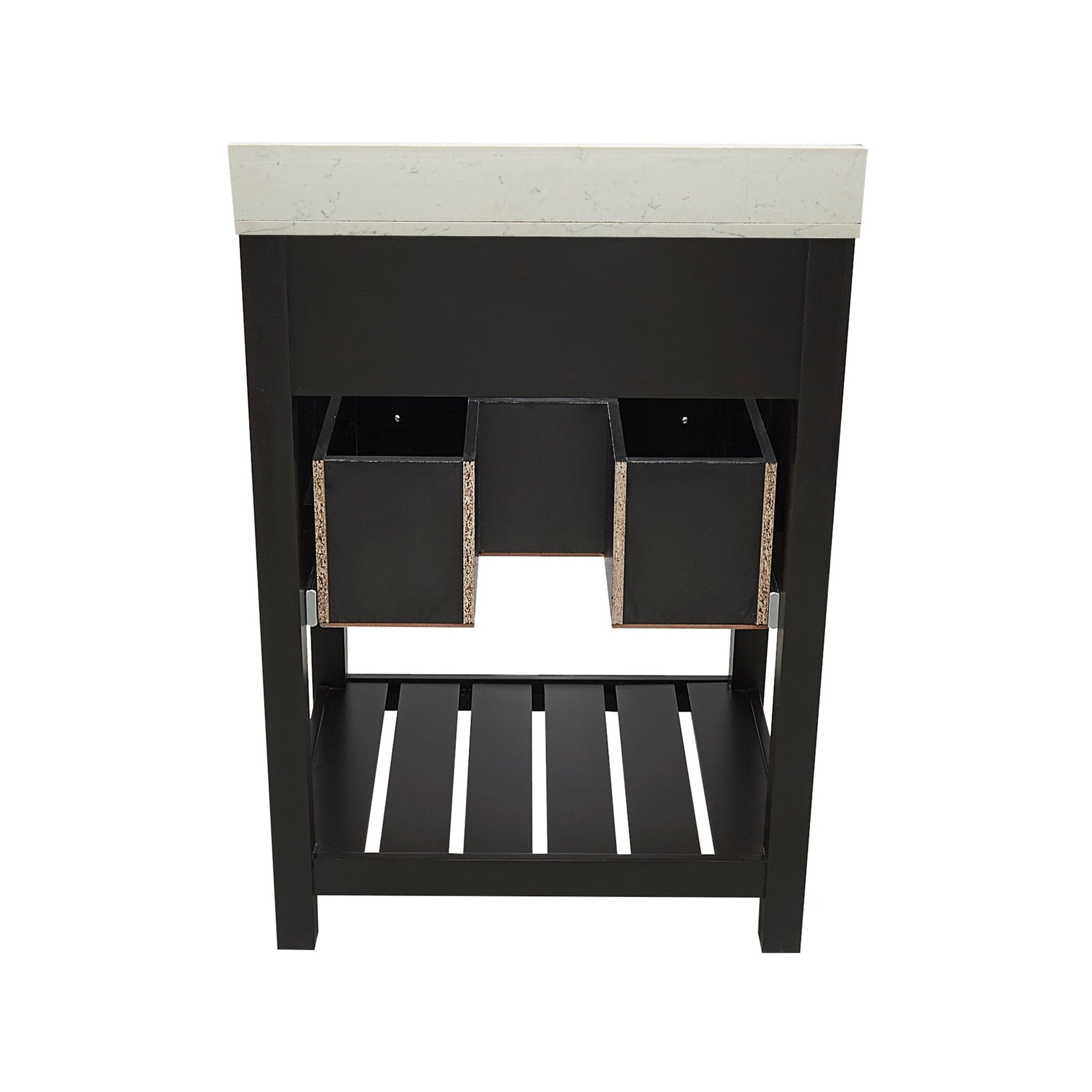 Ella's Bubbles Tremblant 25" Espresso Bathroom Vanity With Lyra White Quartz Stone Top With Backsplash and Sink