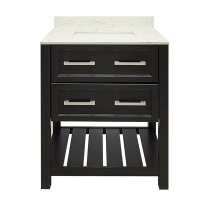 Ella's Bubbles Tremblant 25" Espresso Bathroom Vanity With Lyra White Quartz Stone Top With Backsplash and Sink